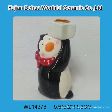 Candelabro de cerámica de diseño de pingüinos
